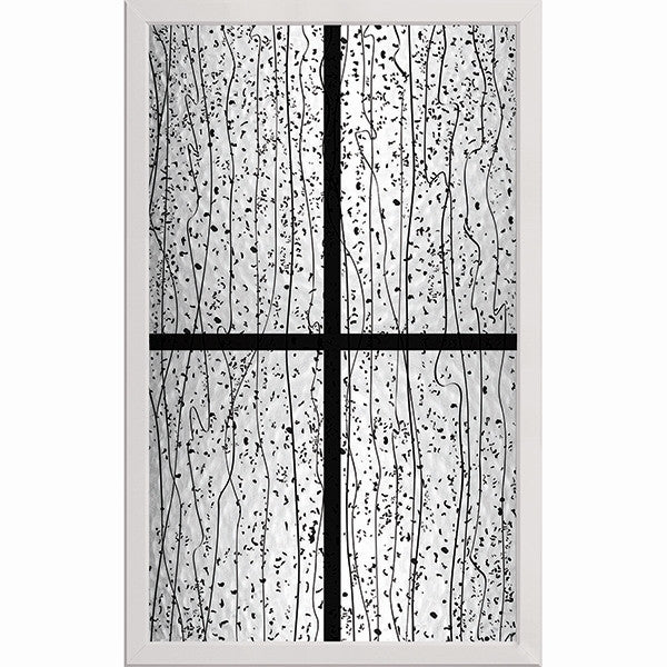 ODL Impact Resistant 4 Light Mistify - 7/8" Black Internal Grille Low-E Door Glass - 24" x 38" Frame Kit