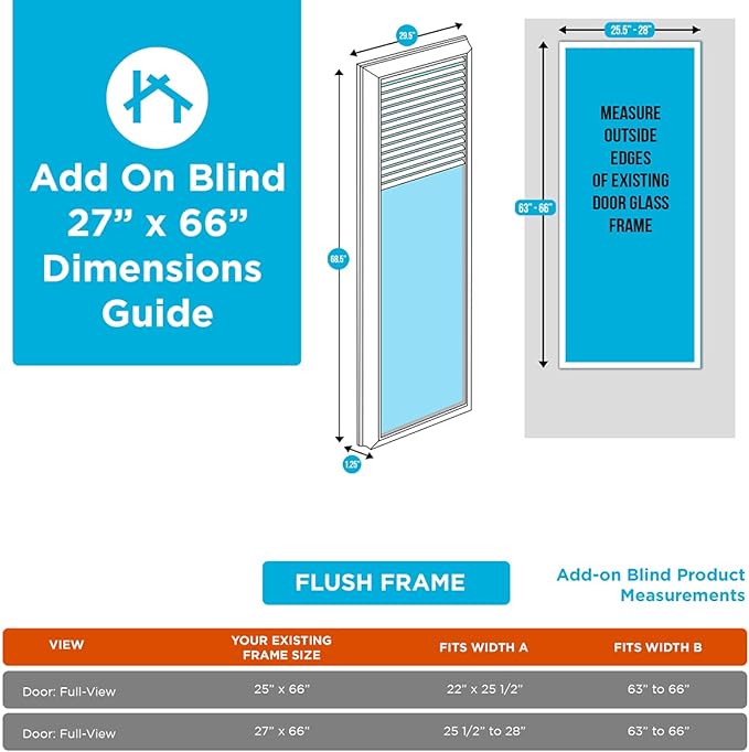 ODL Add On Blinds for Flush Frame Doors - 27" x 66"