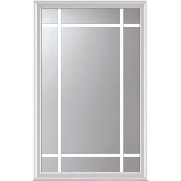 ODL Impact Resistant 9 Light - 5/8 Prairie Internal Grille Low-E Door Glass - 24" x 38" Frame Kit